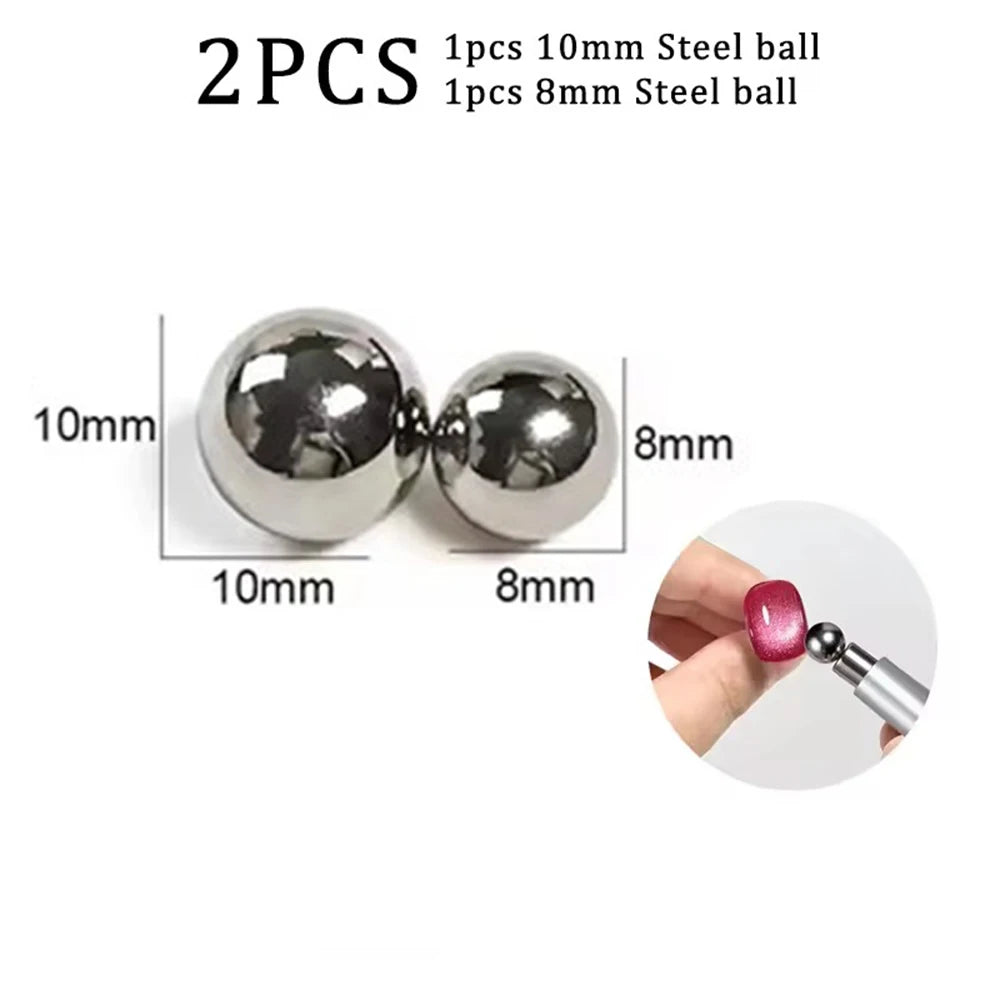 1/2Pcs Nail Cat Eye Magnetic Ball With Nail Magnetic Stick Tool Set Double-head Strong Magnet Pen 3D Cat Eye Gel Nail Supplies