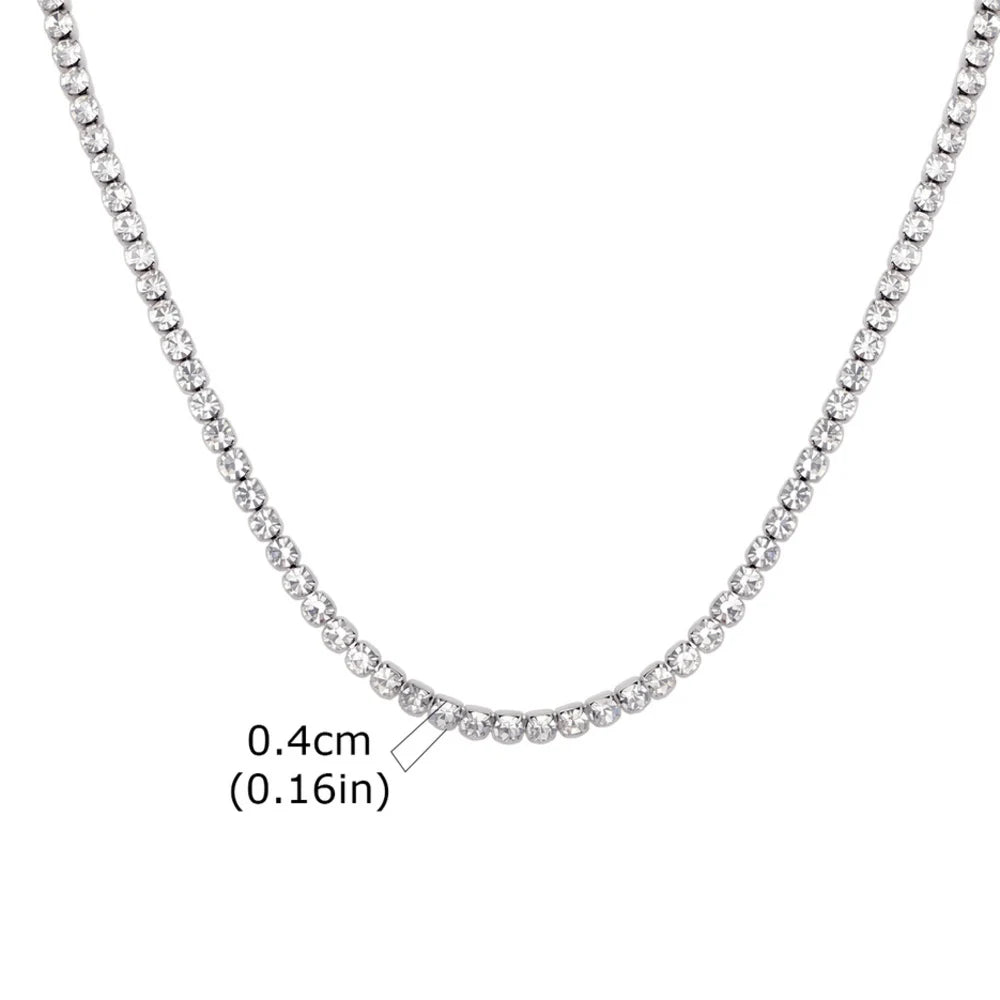 Hip Hop Tennis Chain Necklace for Men,4mm Stainless Steel Zircon Chokers,Luxury Rock Punk Jewelry Gift for Husband Dad Son