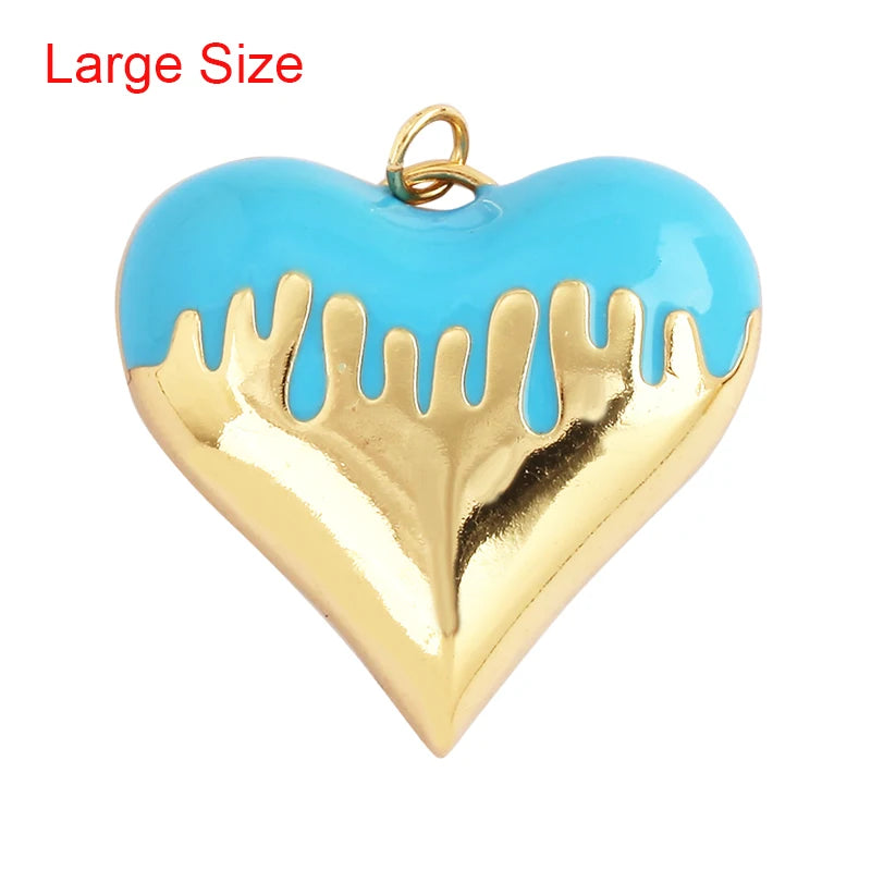 Enamel Flowing Heart Charm Pendant Valentine Gift,18K Real Gold Plated Colour,Necklace  Pendant for Handmade Jewelry Supply M92