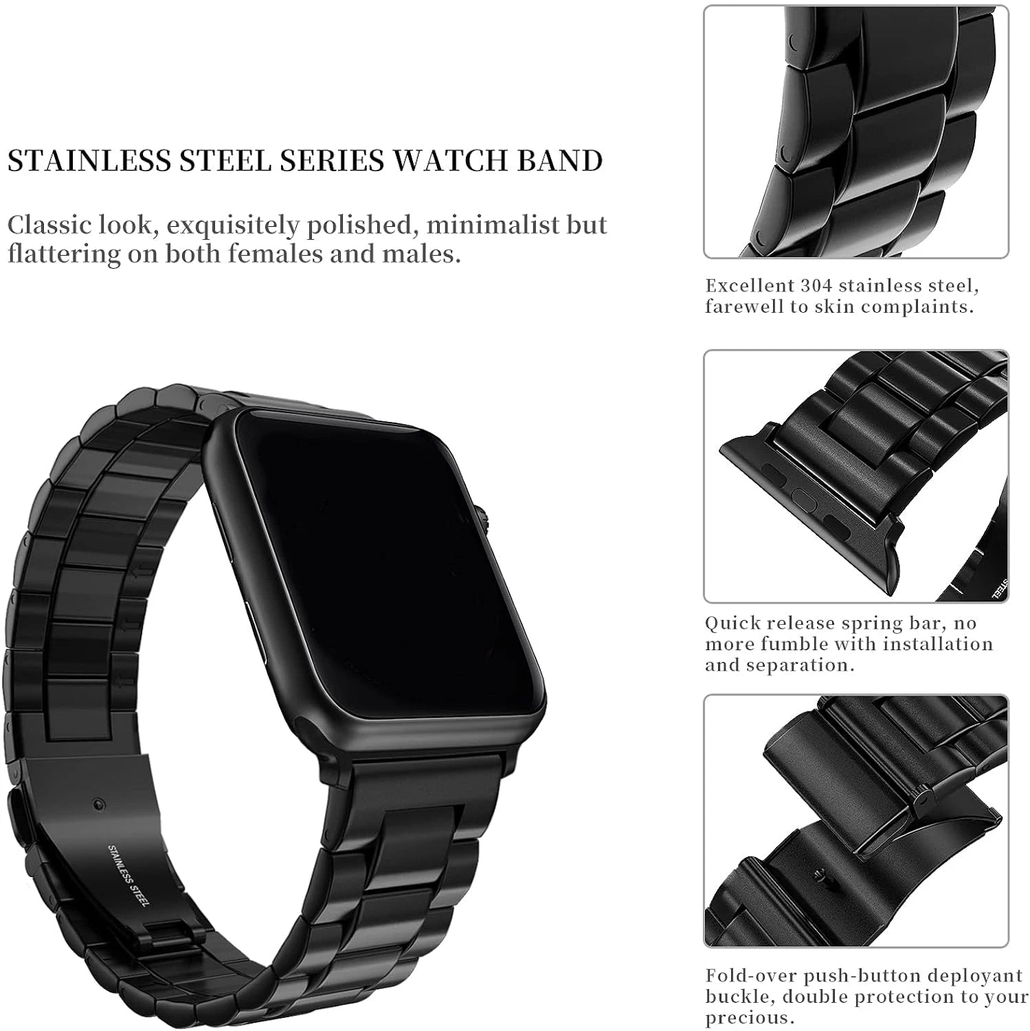 Stainless steel Strap For Apple Watch band UItra 49mm 9 8 7 45mm 41mm metal belt on Iwatch series 6 5 4 SE 3 44mm 42mm 40mm 38mm
