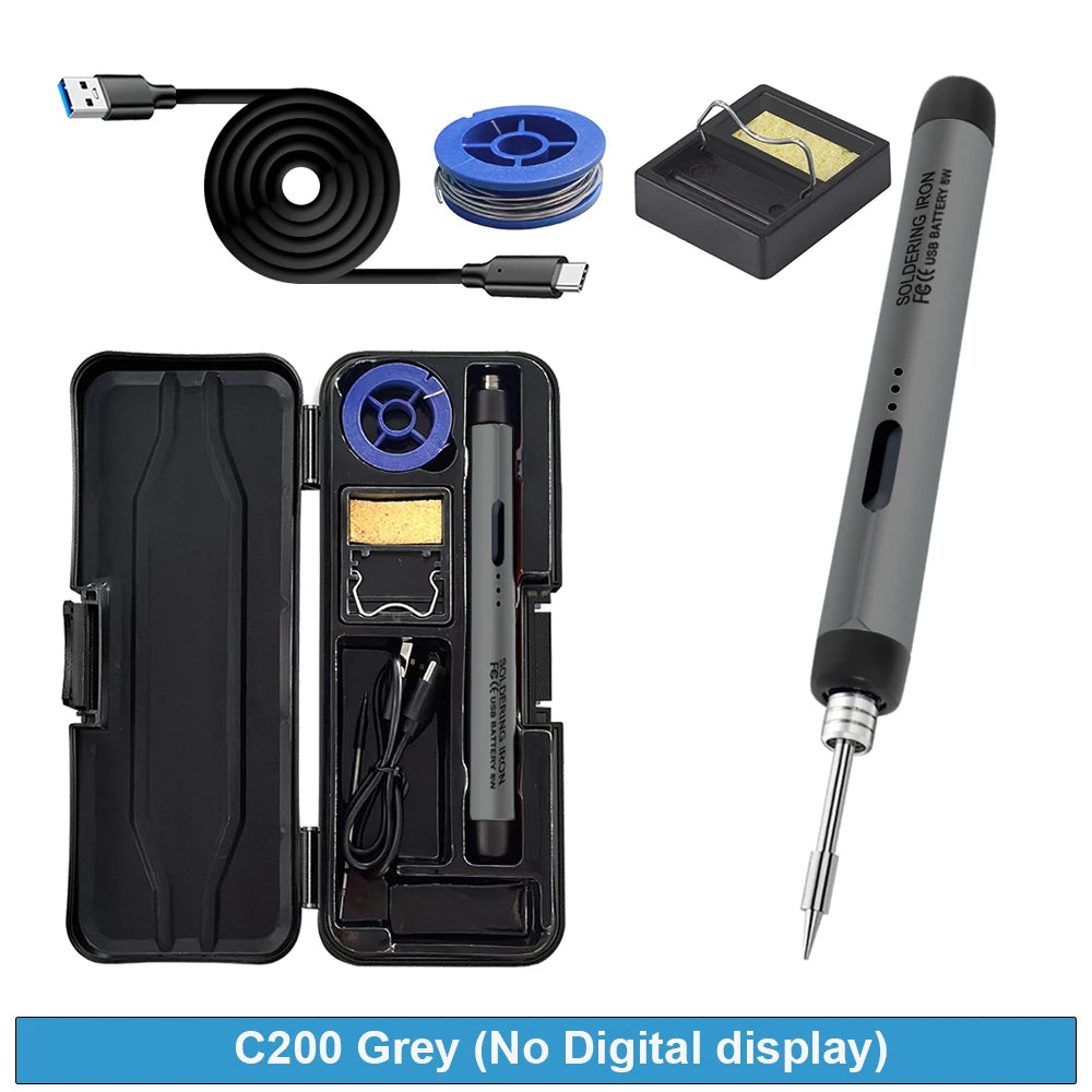 C200 USB Portable Electric Soldering Iron Kit Optional LED digital display Three Adjustable Temperature 300-420℃ Welding tools