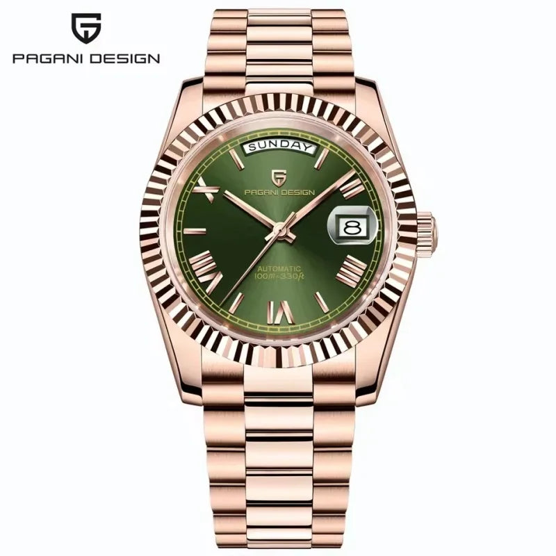 PAGANI DESIGN New Week Calendar Type Watch Japan Movt Waterproof Mechanical Man watch 316L All Steel Luxury Luminous Men watch