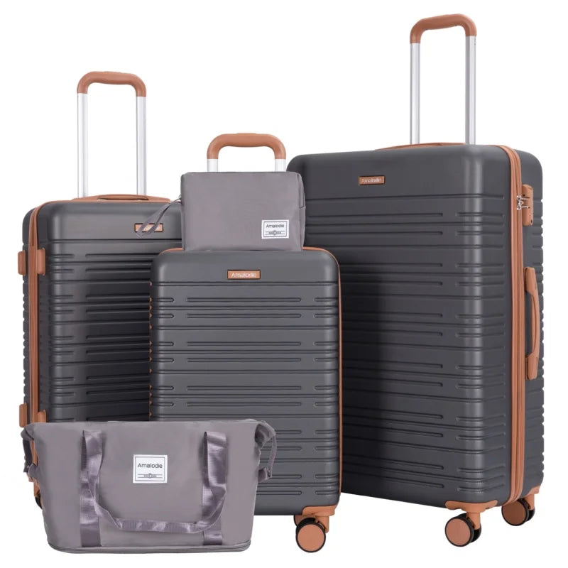 Luggage Sets 5-Piece Suitcases with Double Spinner Wheel,Suitcase Set ABS Hard Case Luggage with TSA Lock