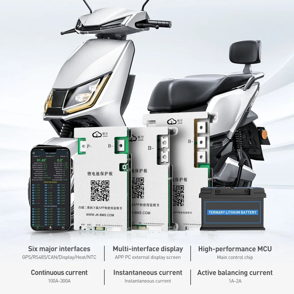 JK BMS B2A8S20P Smart Active BMS 4S-8S Li-ion Lifepo4 LTO 12V 24V Battery 2A Balance Current 200A Charge Discharge Battery BMS