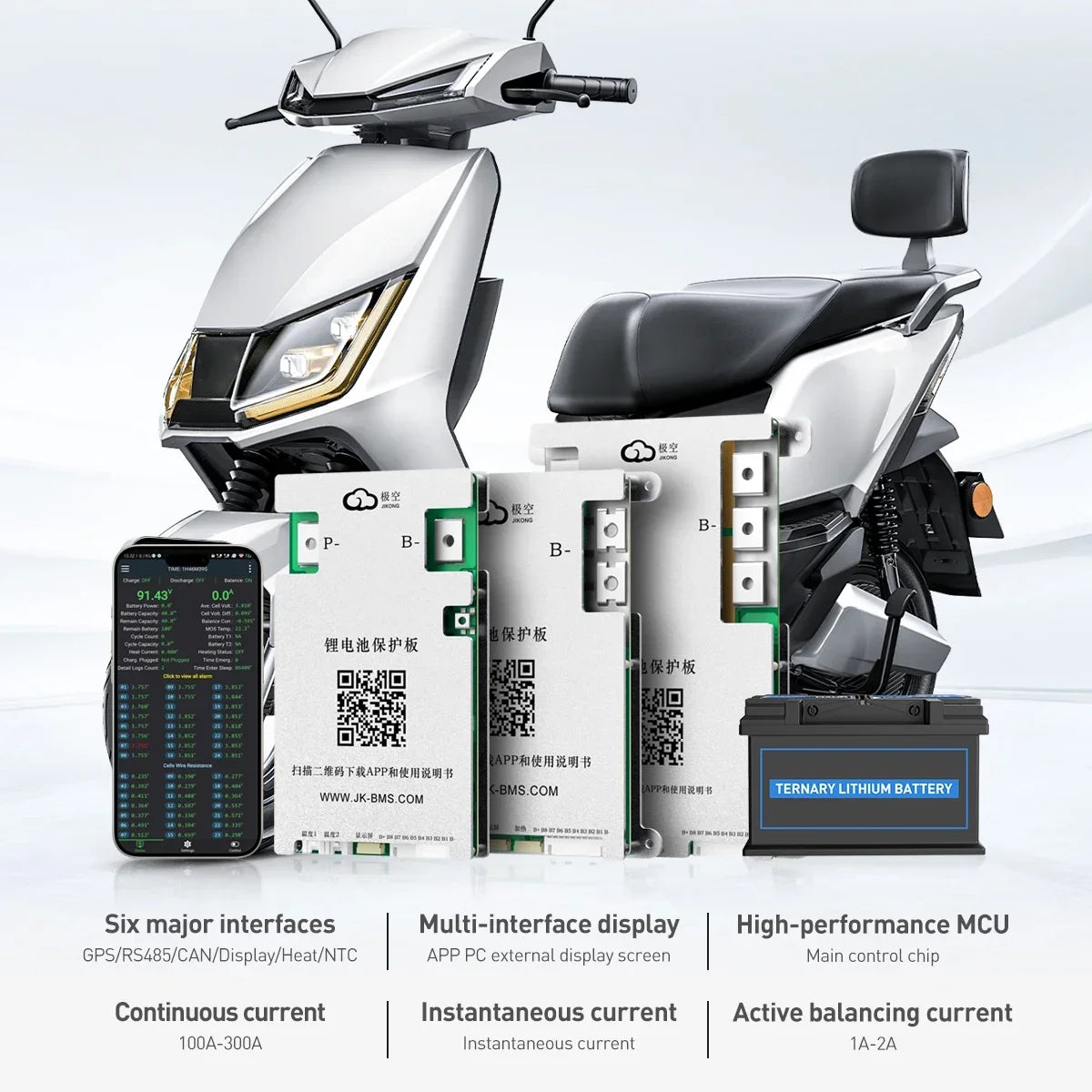 JK BMS B2A8S20P Smart Active BMS 4S-8S Li-ion Lifepo4 LTO 12V 24V Battery 2A Balance Current 200A Charge Discharge Battery BMS