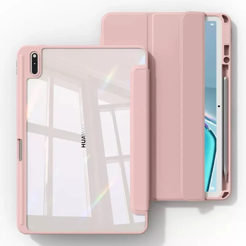 Clear Acrylic Case For Huawei Matepad Air 11.5 2023 11 10.4 Pro 11 10.8 Pencil Holder Cover For Honor Pad V6 V7 10.4 Inch Cases
