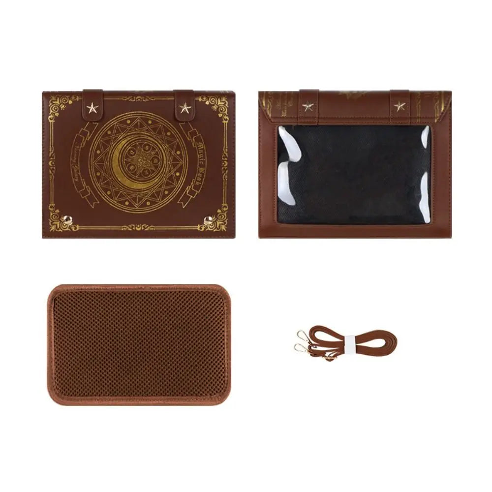 Kawaii Star Moon Badge Display Shoulder Bag Magic Book Design Transparent Window Women Messenger Bag PU Girls Ita-bag Lolita