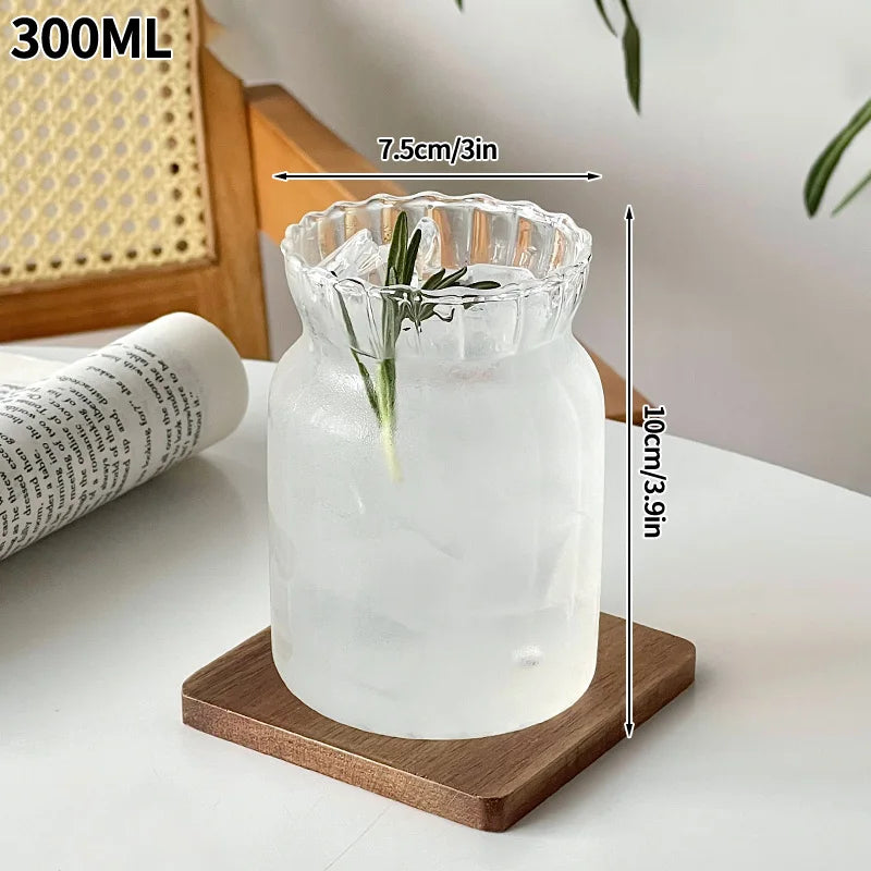 Transparent Coffee Cup, Japanese Style Glass Cup, Layered Cocktail Dessert Display Cup, Breakfast Milk Cup, 300ml Cold Drink Cup