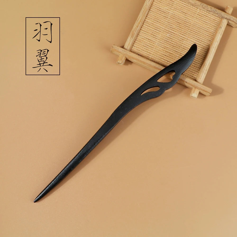 Chinese Royal Wooden Hair Clips Hair Stick Women Simple Carved Wood Hairpins Girl Exquisite Hair Style Accessories Headwear Gift