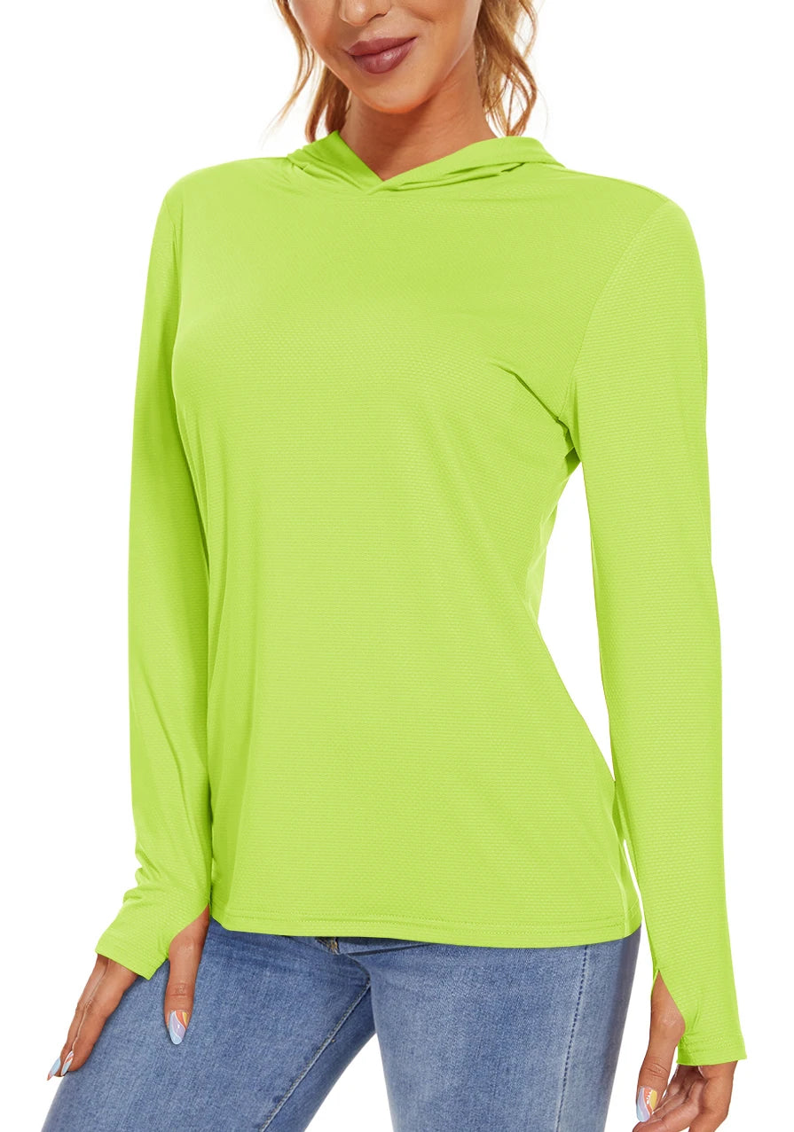 TACVASEN UPF 50+ UV/Sun Protection Outdoor Hooded T-shirt Women's Long Sleeve Hoodie Shirt Fishing Hiking Tee Shirts Pullover