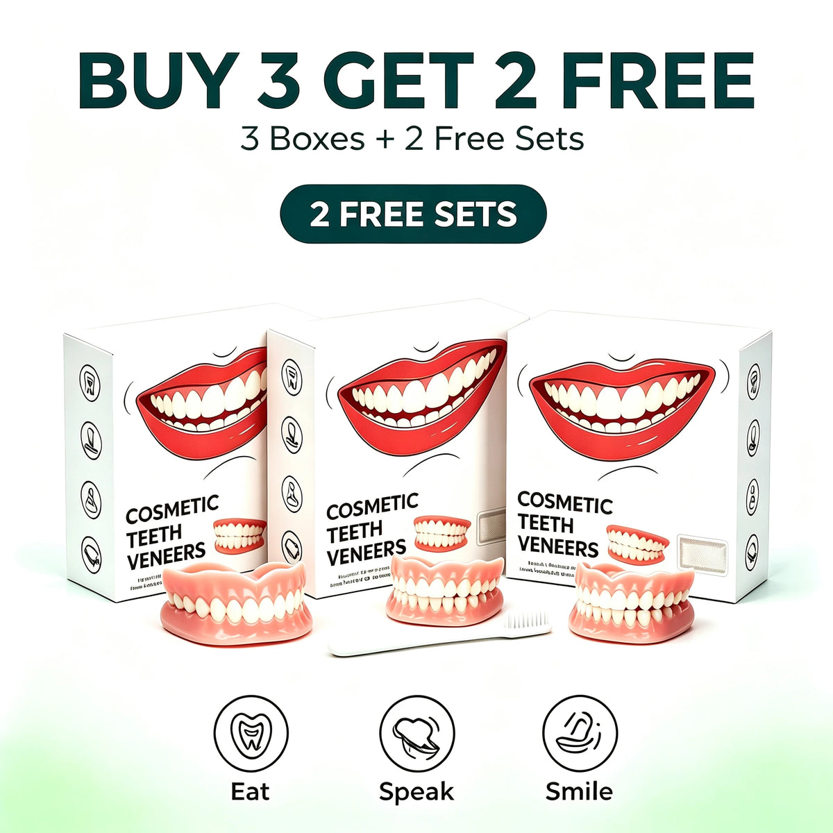 Natural‑Looking Silicone Full Denture Upper Lower Set Soft Comfortable Reusable False Teeth for Daily Oral Care for Men Women