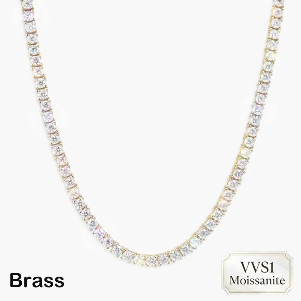 Nuoya 2MM to 4MM Width Moissanite Tennis Chain Necklace For Men Women VVS1 Clarity 16" To 20" Classic Wedding Gift