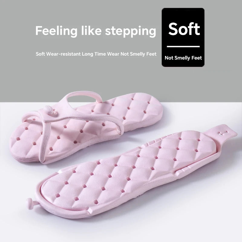 1Pair Solid Color Portable Folding Slippers for Men Women Lightweight Nonslip Flip-flops for Indoor Outdoor Beach Travel Trip
