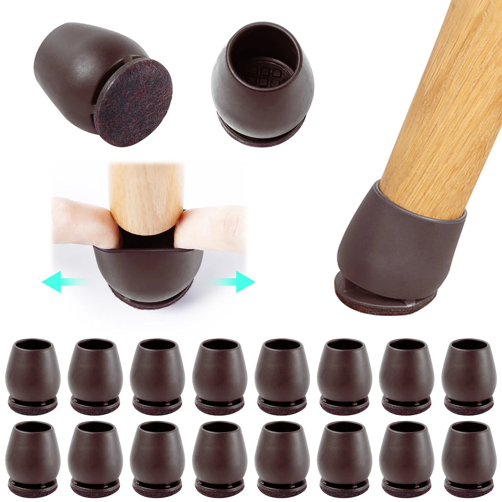 16PCS Silicone Chair Legs Pads Non-Slip Felt Chair Feet Caps Furniture Floor Protectors No Scratches Reduce Noise Home Decor