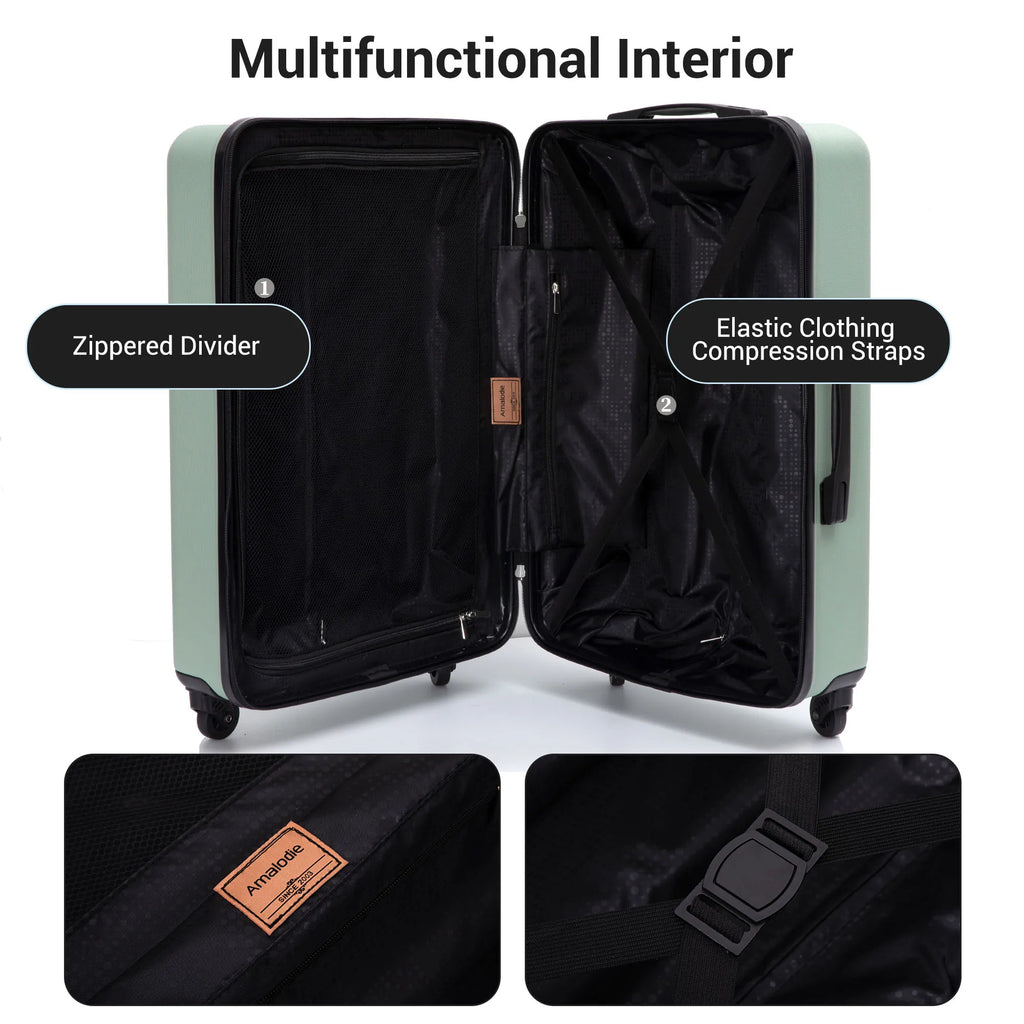 Luggage Sets 3 Piece, Suitcases with Double Spinner Wheel,Suitcase Set ABS Hard Case Luggage with Travel Duffle Bag
