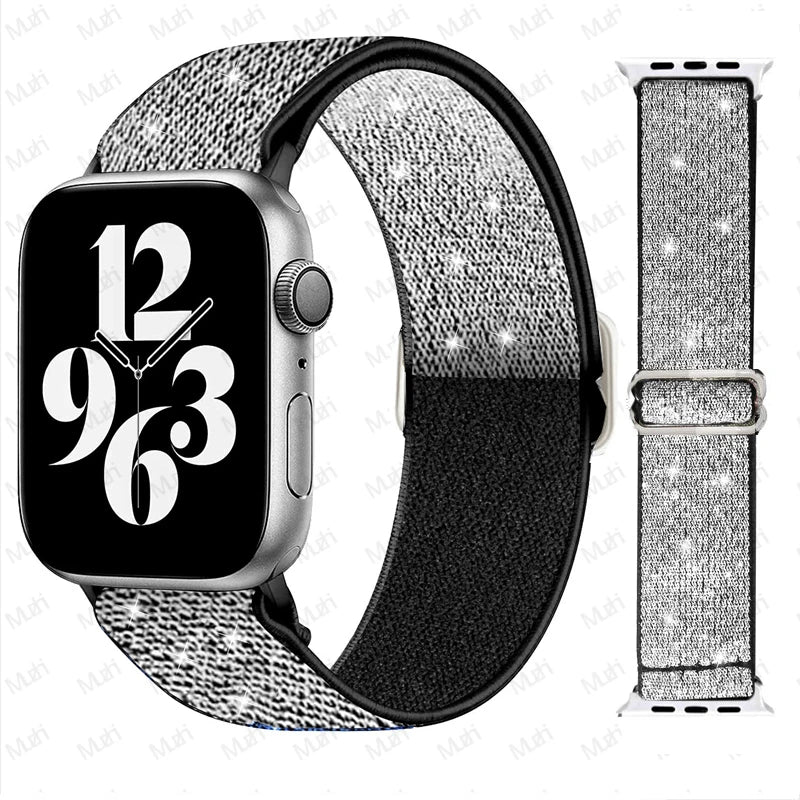 Scrunchie Strap for Apple watch Ultra 49mm band 45mm 44/46mm 41mm Adjustable Nylon Loop bracelet iWatch serie se 6 7 8 9 10 11