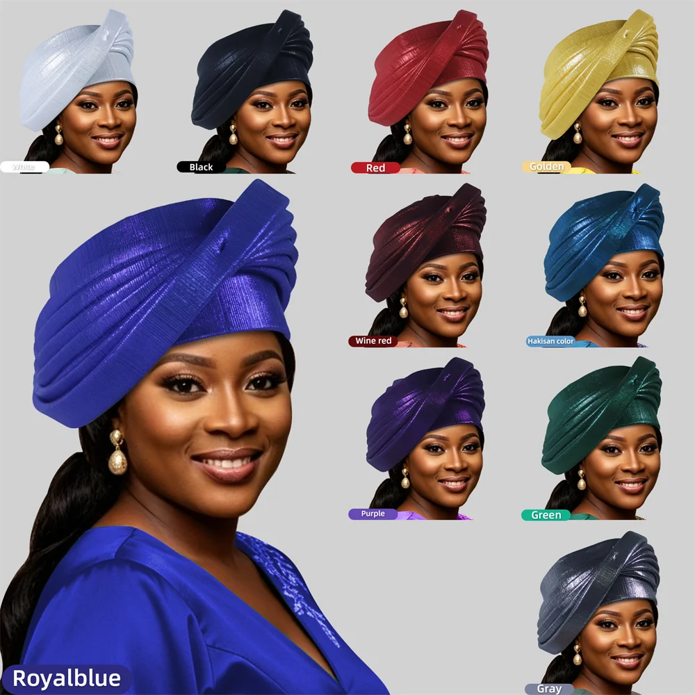 New Design Multi-layer Afrcian Headtie Turban Cap Lady Head Wraps Nigerian Auto Gele Wedding Geles Party Headpiece
