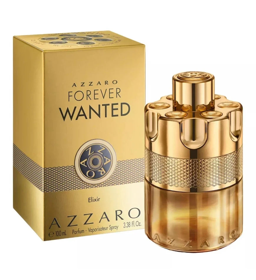 Azzaro Forever Wanted Elixir Parfum 100ML With Original Gold Gift Box Long Lasting Rich Warm Spicy Vanilla Woody Oriental Fragrance Men Perfume Shiny Gold Metallic Grenade Bottle Luxury Masculine Scent Business Night Holiday