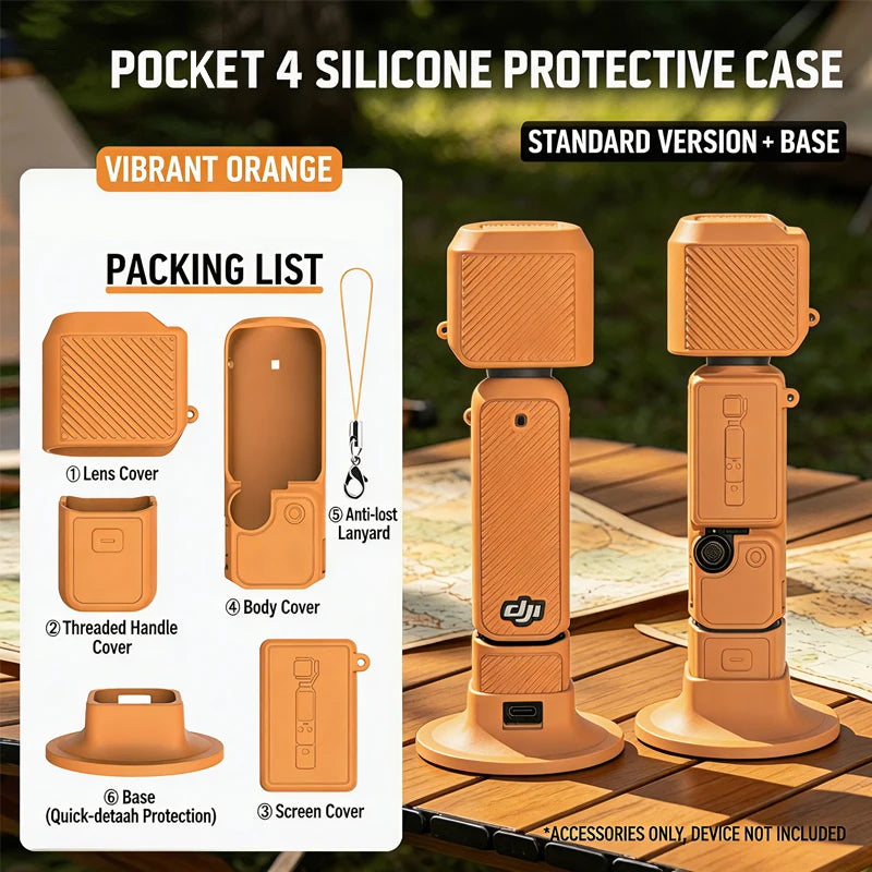 New Silicone Protective Case Set for DJI Pocket 4 Scratch-resistant Shock-resistant Protective Case for Camera Shell Accessories