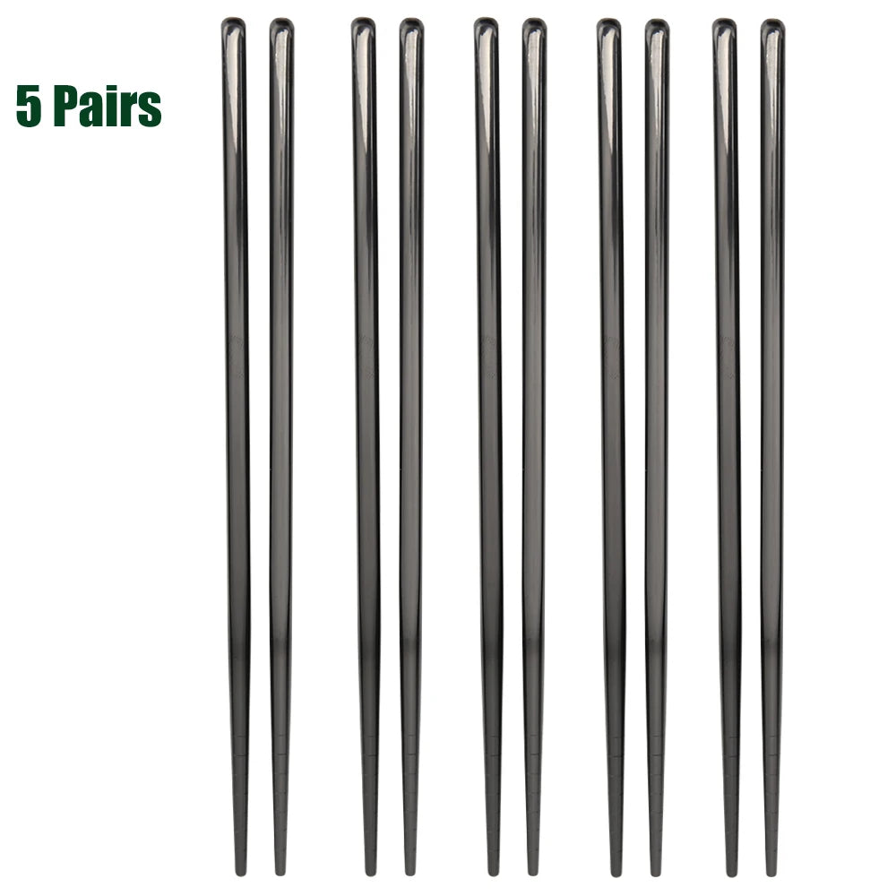 1-5 Pair Stainless Steel Chopsticks Metal Chop Sticks Tableware Silver Gold Multicolor Wedding Party Festival Supplies