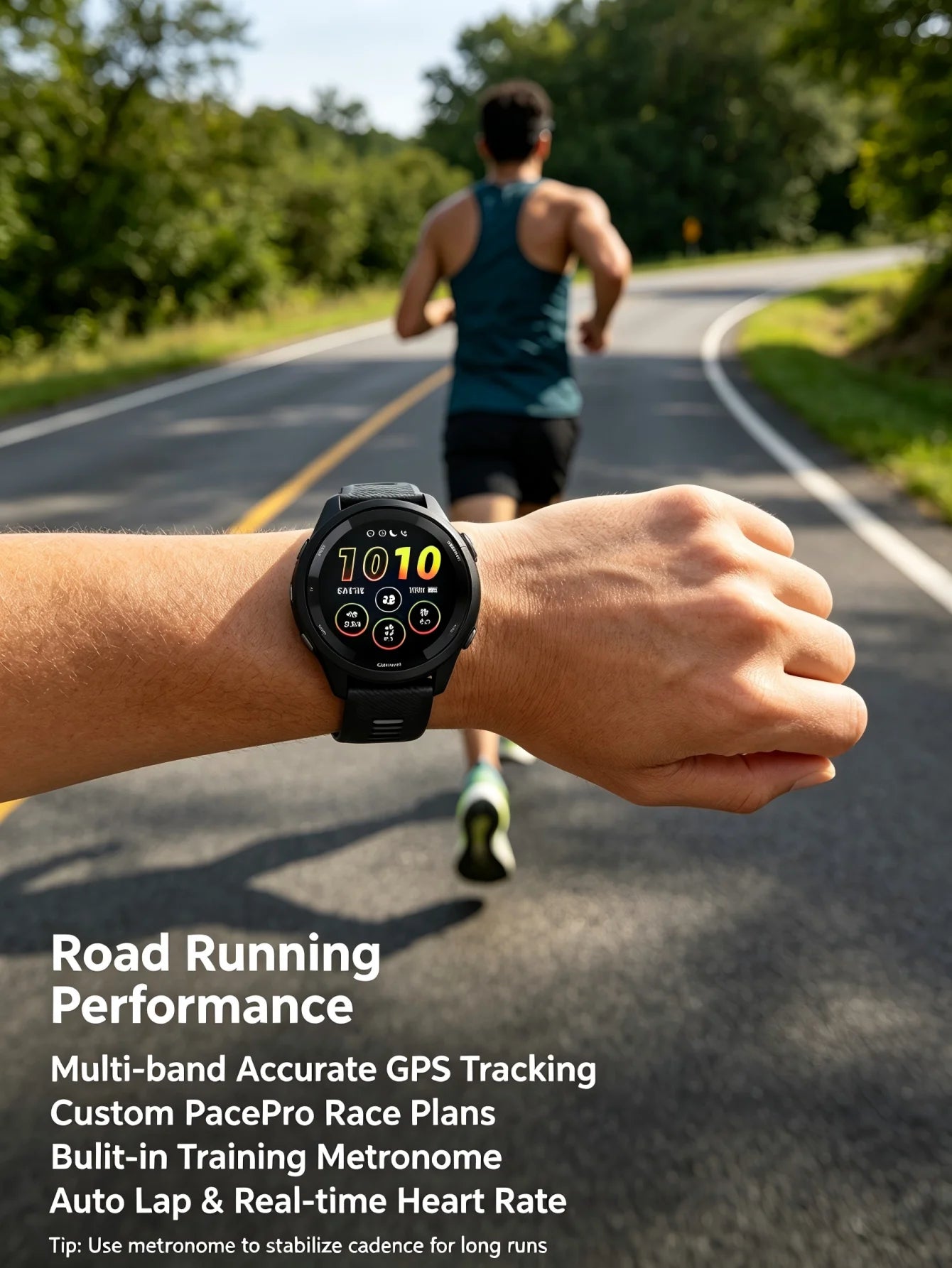 Garmin Forerunner 265 Outdoor GPS Smartwatch, Multi-Band Navigation with Topo Map, Altimeter Compass, 24/7 Health Tracking SpO2 Sleep Monitor, Cycling Running Hiking Triathlon