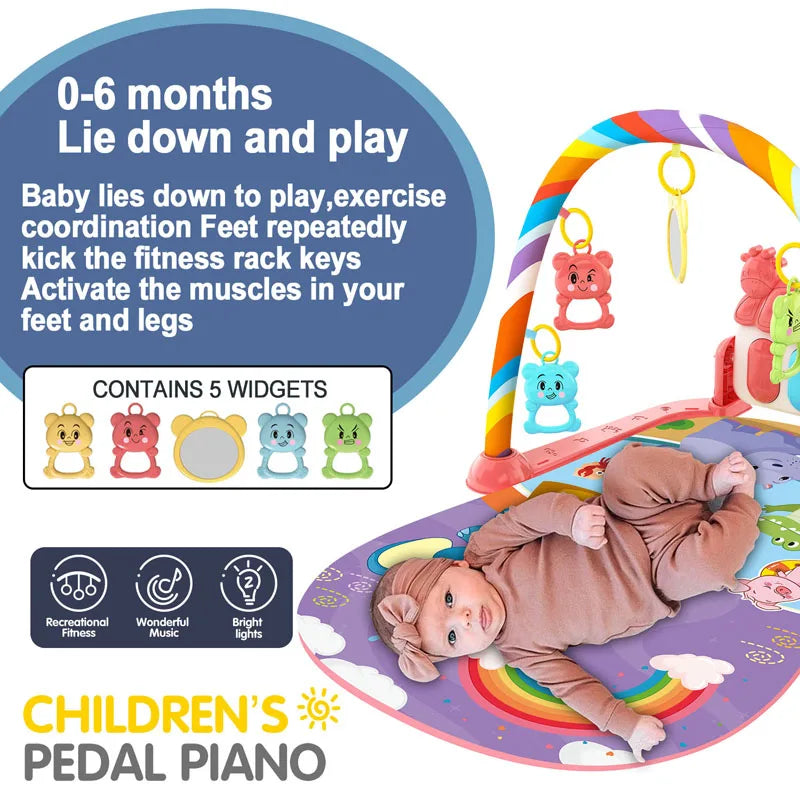 New Baby Activity Fitness Gym Rack 0-1 Year Old Newborn Educational Music Pedal Piano Toddler Toy Gift Mother and Child Supplies