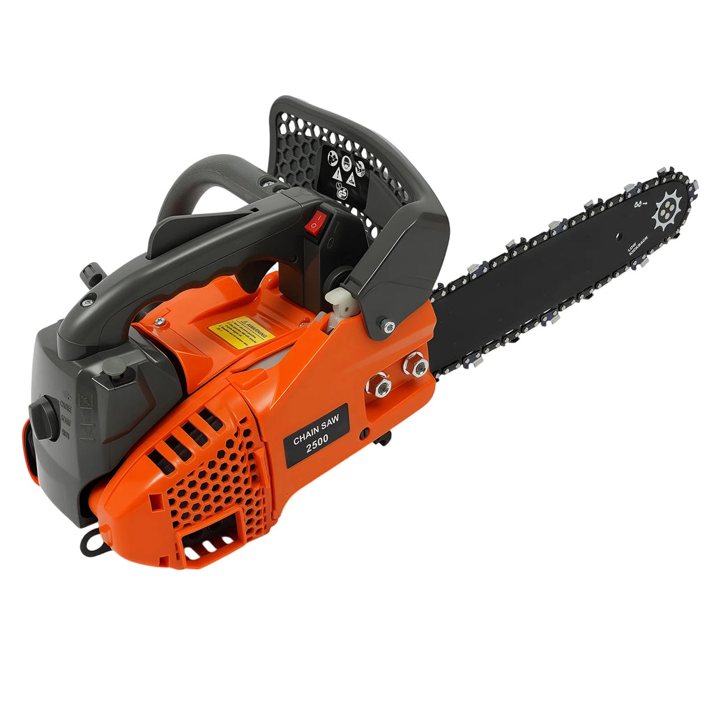 25.4cc 2-Cycle Gas Powered Chainsaw 11.8-inch Guide Bar 900W Power Chain Saws Tree Cutting Trimming Log 1.22hp
