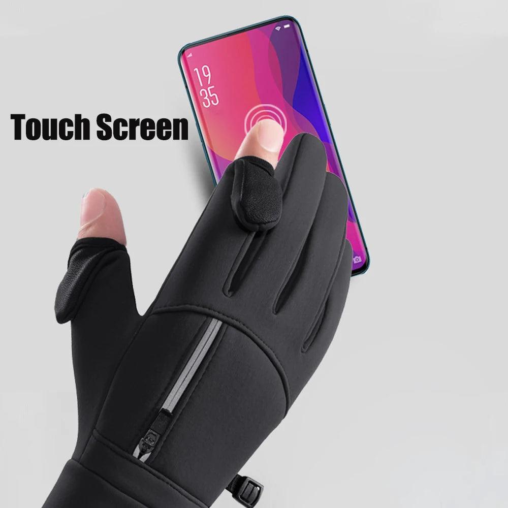 Winter Warm Touch Screen Gloves Outdoor Windproof Cold-proof Gloves Men Cycling Fishing Ski Gloves