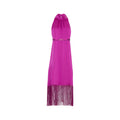 CHCH New Women Party Dress Hanging Neck Style Dress High Collar Sleeveless Fringe Skirt Hem Belt Evening Dresse