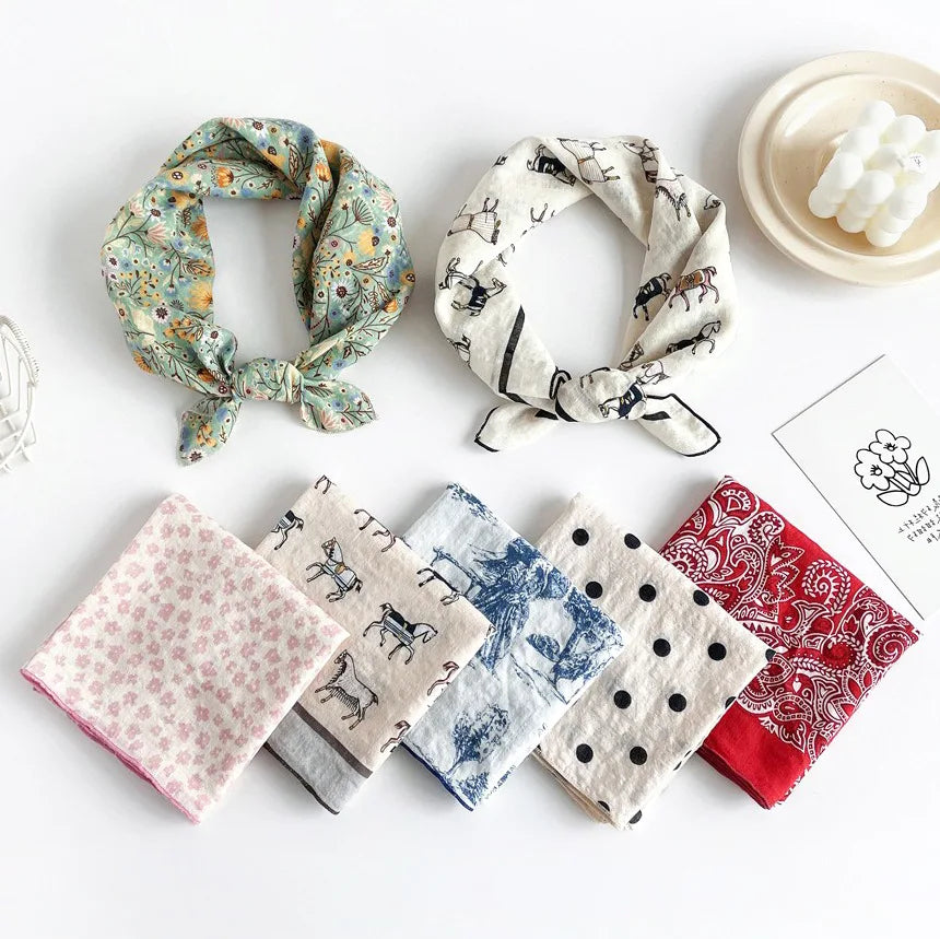 Fashion Square Scarf 1pcs Cotton Rich Summer Scarf Digital Printed Head Scarf for Women Versatile Lightweight Wrap Chic