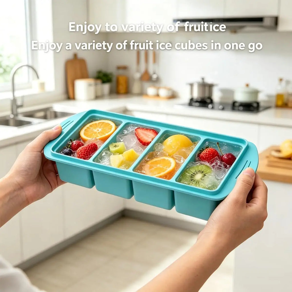 Silicone Freezer Tray with Lid 2 Pack, 1 Cup Large Ice Cube Tray, 8 Portion Soup Freezer Container, Food Freezer Storage & Meal