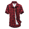 Red And Black Plaid Shirt Men Shirts 2026 New Summer Fashion Chemise Homme Mens Checkered Shirts Short Sleeve Shirt Men Blouse