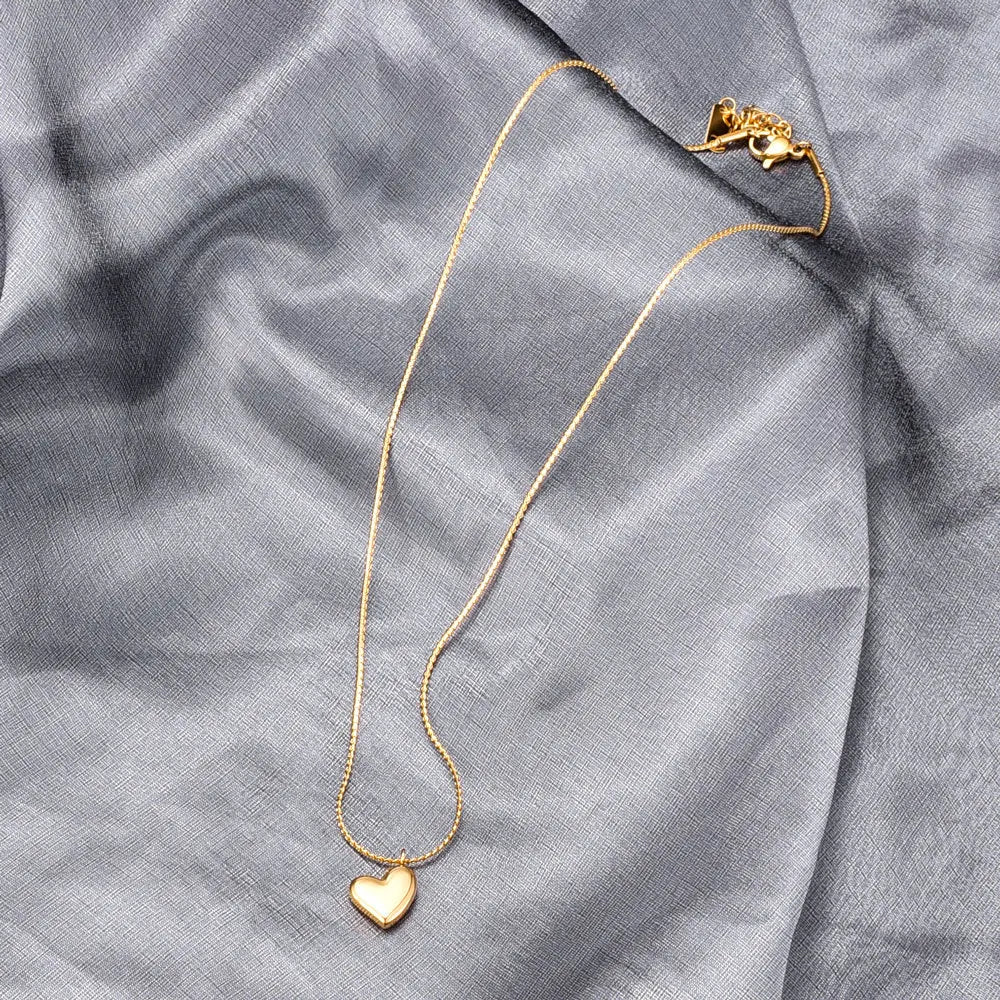 L236 Heart-shaped Peach-shaped Japanese-style Student Hairpin Necklace - Collar Chain - Stainless Steel with 18K Gold Plating