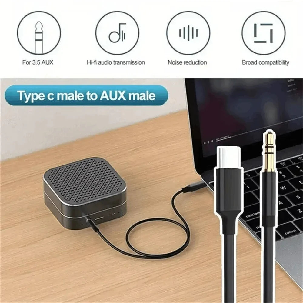 USB Type C to 3.5mm Jack AUX Audio Cable with DAC for Car Speaker Headphone Compatible Tipo C Auxiliary Adapter Cable Converter