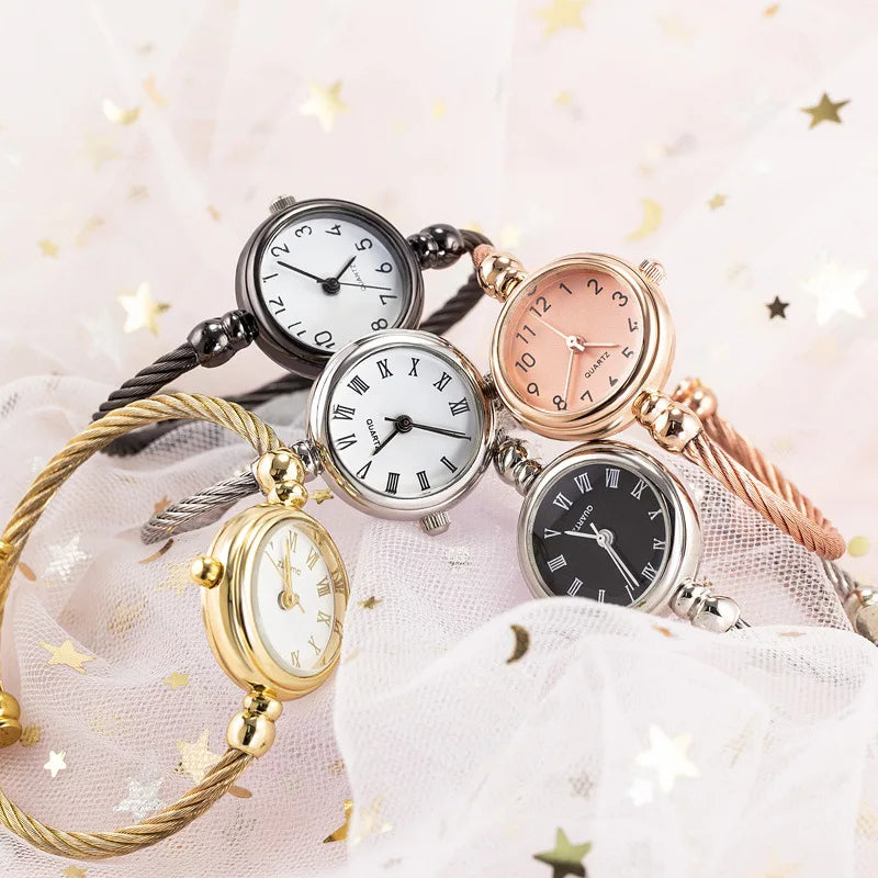 2PCS Fashion Luxury Women's Watch Gold Fine Strap Ladies Watch For Bracelet Montre Femme Female Wrist Watch Women Clock Relojes