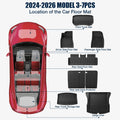 Custom Fit TPE All-Weather Car Floor Mats for Tesla Model 3 2024-2026 Waterproof Anti-Slip Full Set 7PCS Interior Accessories