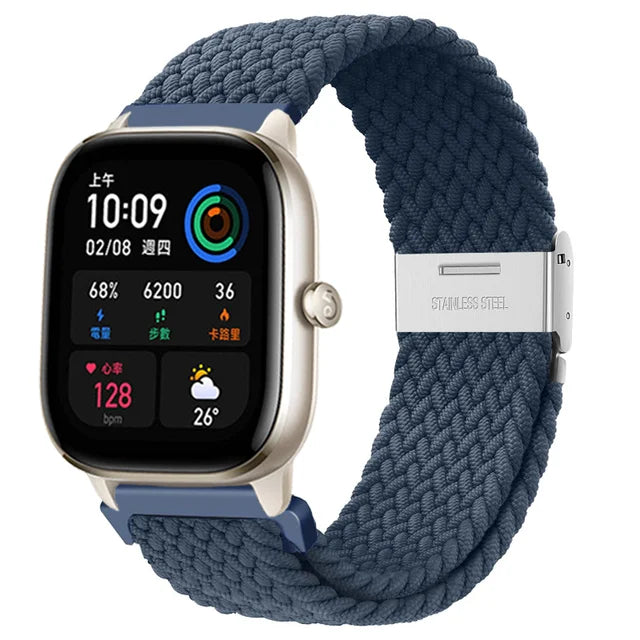 20mm 22mm Braided solo loop For Amazfit GTS 4/2/2e/GTS2 Mini/GTR 4/2/2e/3/Pro 47mm stratos Bracelet Watch band Amazfit bip strap