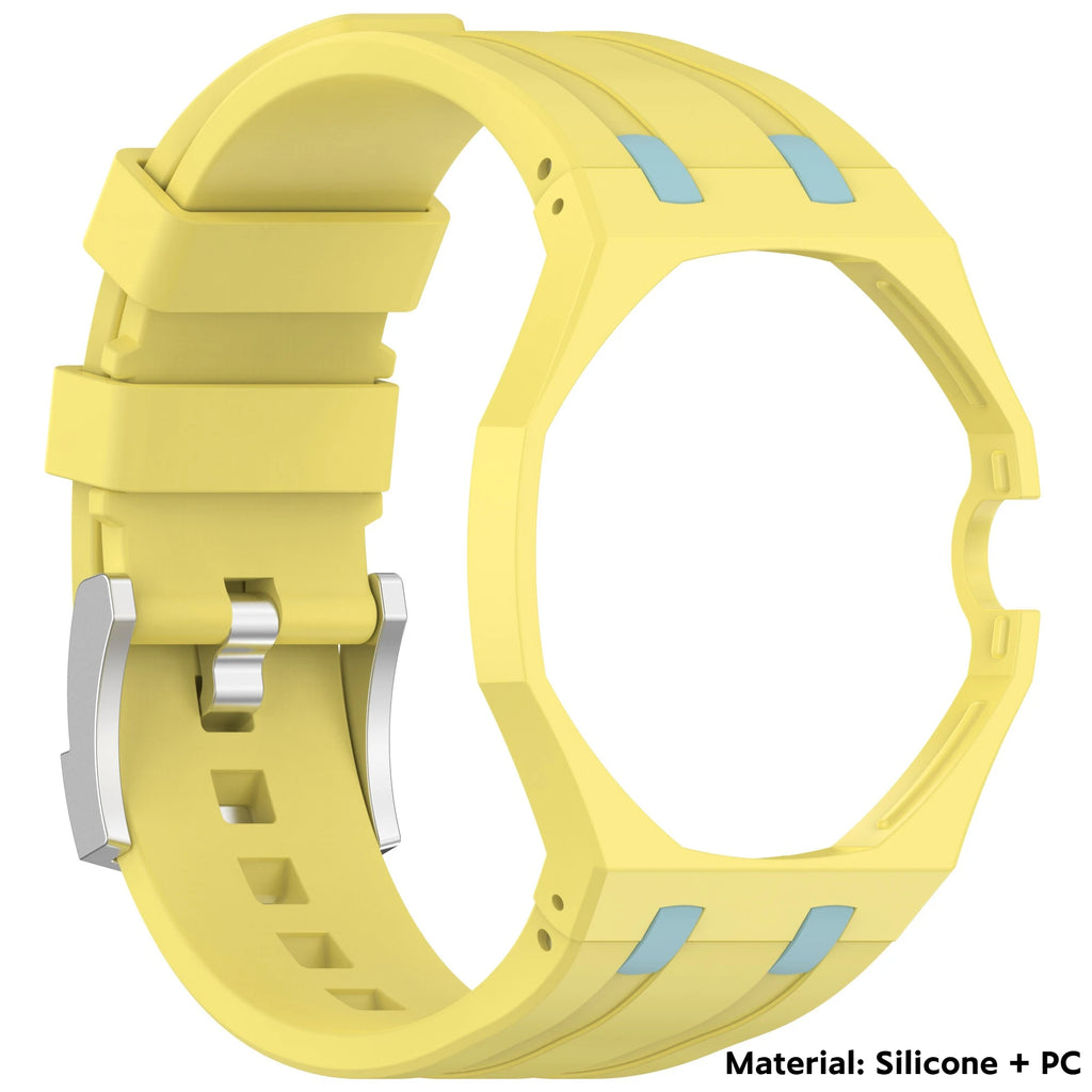 2 IN 1 PC Mod Kit Case Frame +Strap for Swatch AP Royal Pop Modification Integrated Silicone Matte Cover Bumper Band Accessories