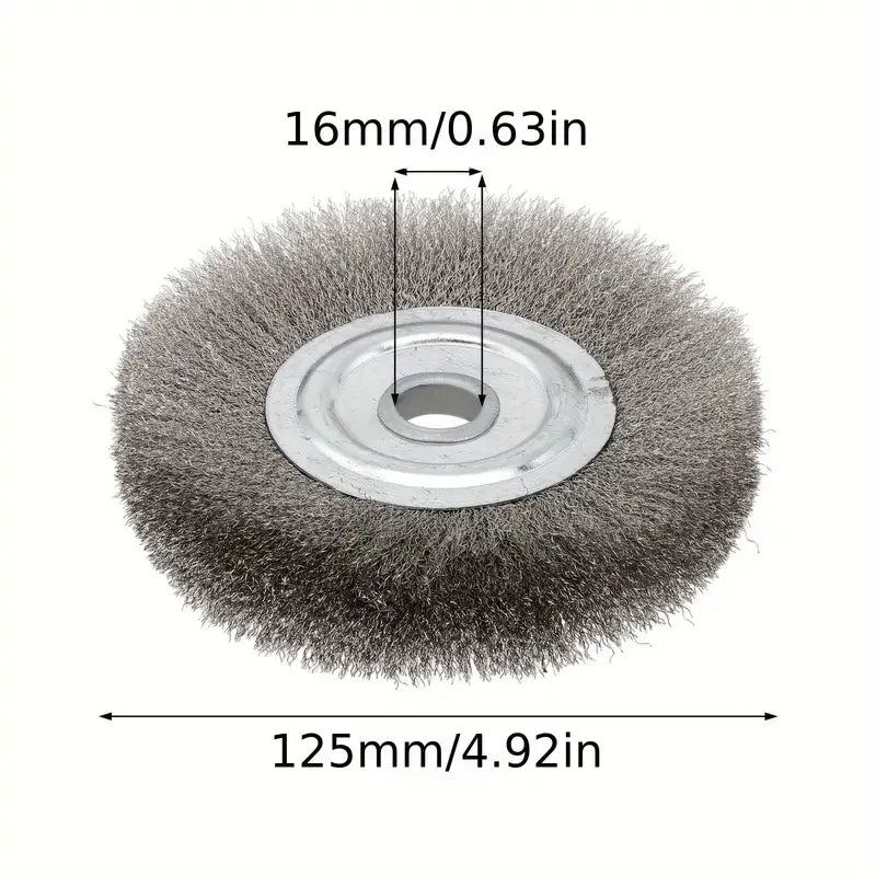 125mm Flat Stainless Steel Wire Wheel Brush - Heavy-Duty Rotary Tool Attachment for Drilling, Grinding & Polishing, Durable Meta