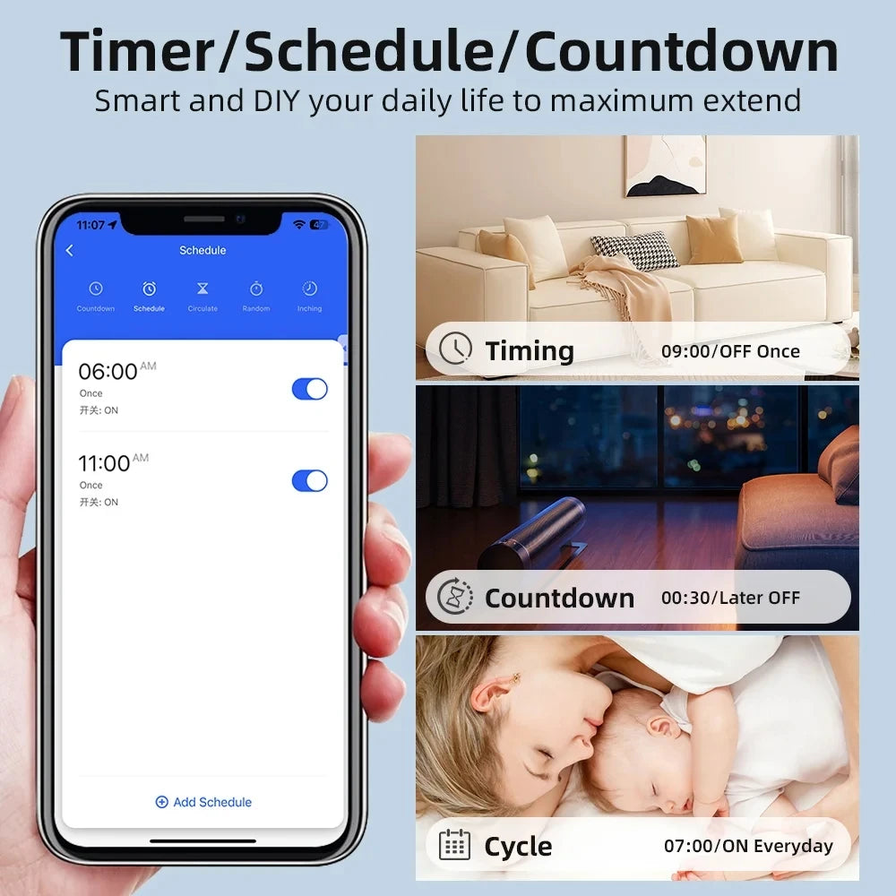 16A Mini Wifi Switch DIY Smart Home 2-way Control Relay Smart LIfe APP Control Remotely Timer Works With Alexa Google Home