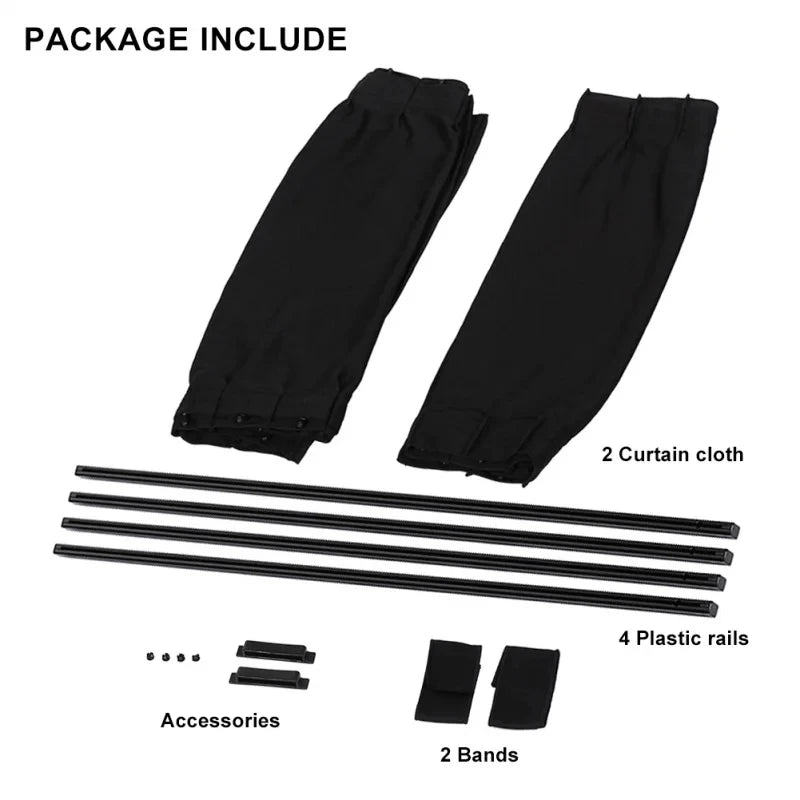 2pcs Universal Foldable Car Sun Shades Side Window Curtains UV Protection Black Pure Cloth Sun Visor Blinds for Car Styling