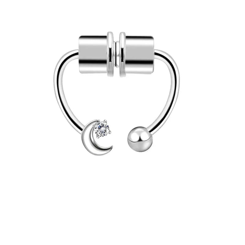 Stainless Steel Magnet Nose Piercing Heart Butterfly Fake Nose Ring 16G Horseshoe Ring Bee Nose Clip Body Jewelry for Piercings