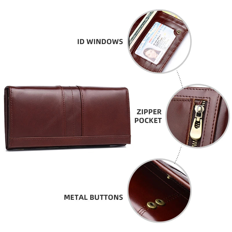SCHLATUM Women Leather  Wallet Long Multifunction Business Card Holder Purse Brand Fashion Female Purse