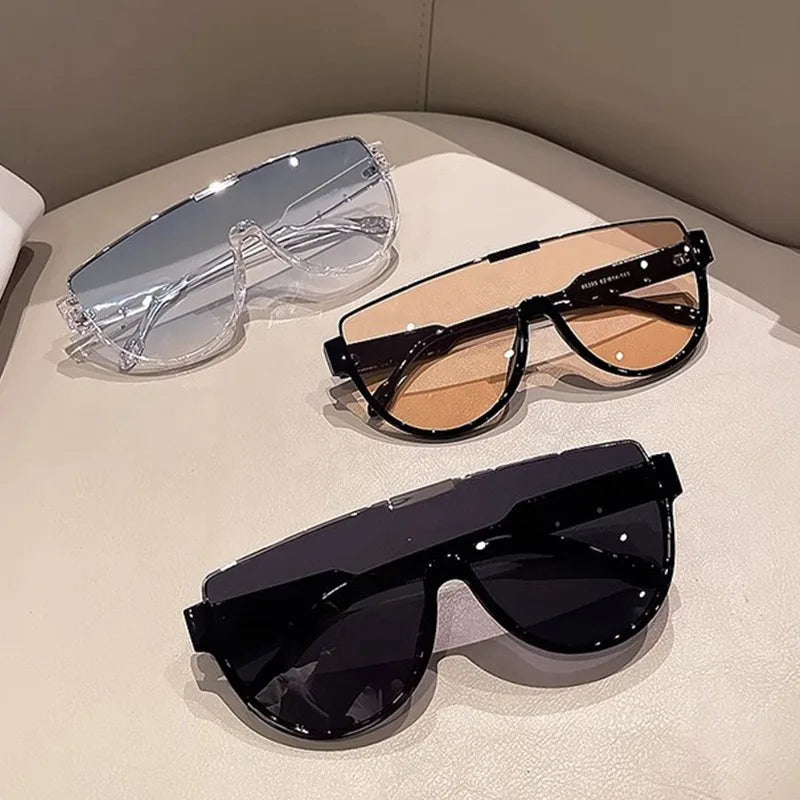 Vintage Semi-round Sunglasses Women Fashion Monoblock Outdoor Goggle Shades Trending New Design UV400 Eyewear