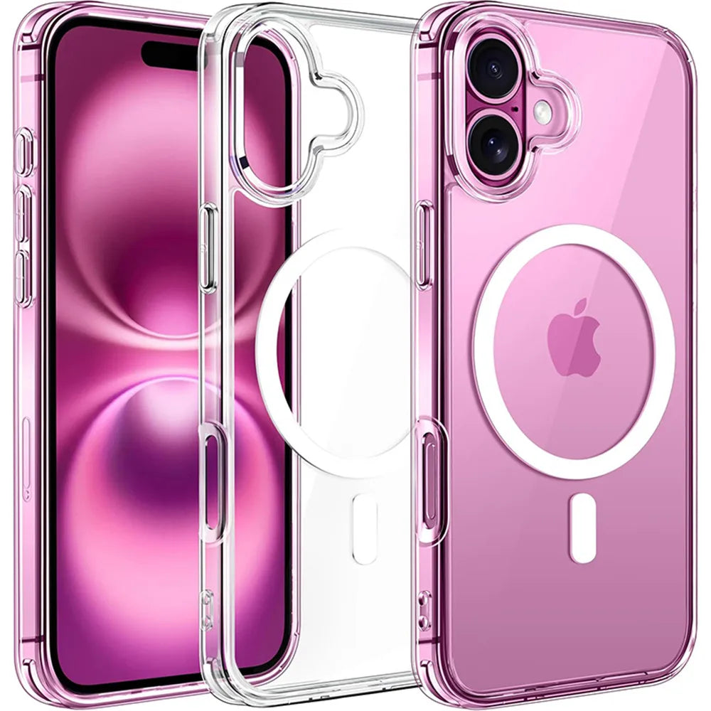 Luxury Magnetic Wireless Charge For Magsafe Case for iPhone 18 17 16 15 14 13 12 Pro Max Plus Mini Back Cover Transparent Case