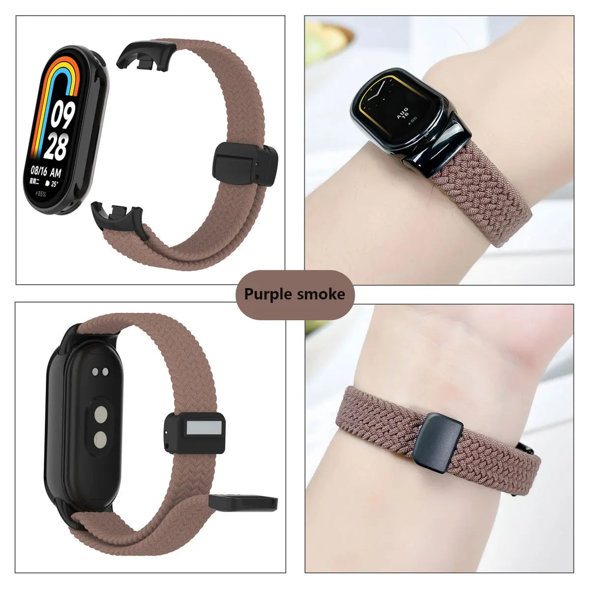 Suitable for Xiaomi Band 8 Wristband, Nylon Braided Strap, Magnet Buckle, Luxury Personality, Mi Band 8 Replacement Strap