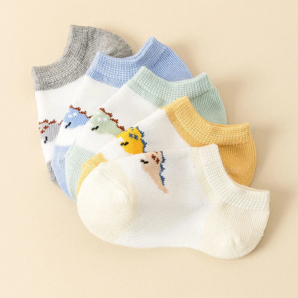 5/10 Pairs Baby Socks Ankle Socks Low Cut Short Socks for Boys and Girls Four Seasons Comfortable Breathable Cute