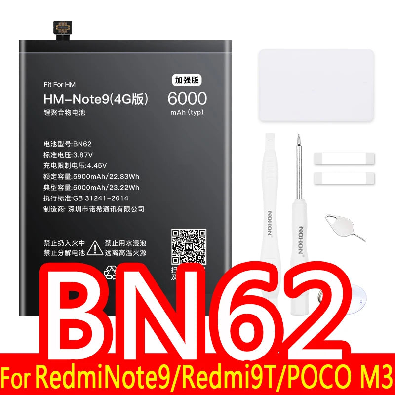 NOHON Battery For Xiaomi Redmi Note 10 Pro 9 9S 8 7 Mi 9 SE 8 Lite 9T Mix 4 Bateria BN57 BN53 BM4Y BM4J BM3L BM4E BM4F BN4A BN55