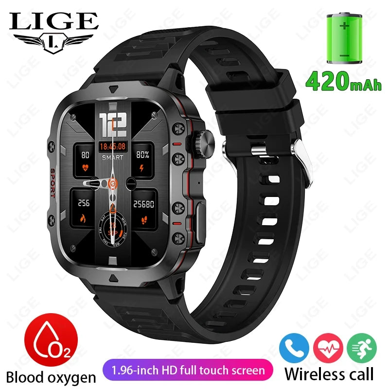 2026 Rugged Military Smart Watch Men Outdoor Watches lP68 Waterproof 2.01" Al Voice Bluetooth Call Smartwatch For Android lOS
