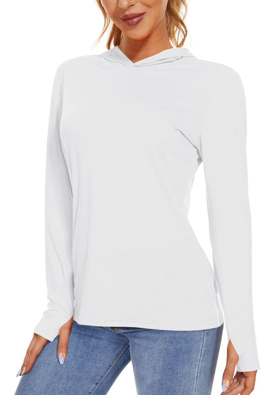 TACVASEN UPF 50+ UV/Sun Protection Outdoor Hooded T-shirt Women's Long Sleeve Hoodie Shirt Fishing Hiking Tee Shirts Pullover